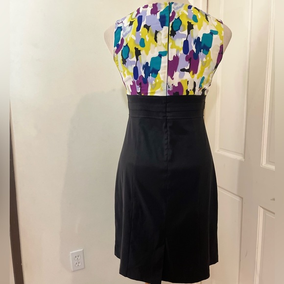 AB Studio Women’s Black Floral ColorBlock Sleeveless Stretching Sheath Dress - Picture 7 of 9